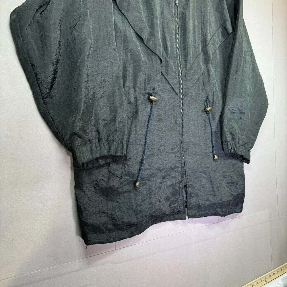 Vintage Silkworms Windbreaker Women 2XL‎ Black 80s Gorpcore Cinch Travel Resort